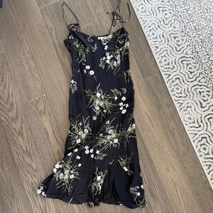 Reformation Kourtney Black Floral Midi Slip Dress